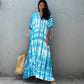 Plus Size Stripe Print V-Neck Beach Kaftan Cover-Up