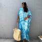Plus Size Stripe Print V-Neck Beach Kaftan Cover-Up