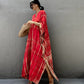 Plus Size Stripe Print V-Neck Beach Kaftan Cover-Up