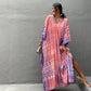 Plus Size Stripe Print V-Neck Beach Kaftan Cover-Up