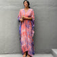 Plus Size Stripe Print V-Neck Beach Kaftan Cover-Up