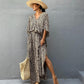 Leopard Print Long Kaftan Swimsuit Cover-Up for Women