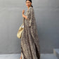 Leopard Print Long Kaftan Swimsuit Cover-Up for Women