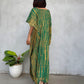 Plus Size Stripe Print V-Neck Beach Kaftan Cover-Up