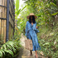 Dark Blue Tie Dye Kimono Cover-Up for Women