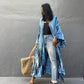 Dark Blue Tie Dye Kimono Cover-Up for Women