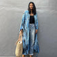 Dark Blue Tie Dye Kimono Cover-Up for Women