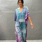 Plus Size Stripe Print V-Neck Beach Kaftan Cover-Up