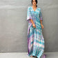 Plus Size Stripe Print V-Neck Beach Kaftan Cover-Up