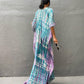 Plus Size Stripe Print V-Neck Beach Kaftan Cover-Up