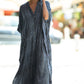 Plus Size Striped Print Beach Kaftan Dress - Button-Up Cover Up