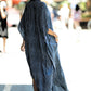 Plus Size Striped Print Beach Kaftan Dress - Button-Up Cover Up