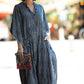 Plus Size Striped Print Beach Kaftan Dress - Button-Up Cover Up