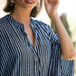 Plus Size Striped Print Beach Kaftan Dress - Button-Up Cover Up