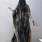 Plus Size Stripe Print V-Neck Beach Kaftan Cover-Up