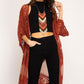 Mesh Embroidered Kimono Cardigan: Women's 3/4 Sleeve Cover Up