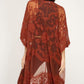 Mesh Embroidered Kimono Cardigan: Women's 3/4 Sleeve Cover Up