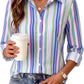 Cyenal Women's Long Sleeve Button Down Shirts Casual Loose Fit Blouses Tops as Clothing, Basic V-Neck Loungewear Shirt for Daily Wear