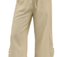 Cyenaly Women's Black Wide Leg Cropped Pants – Casual Loose Fit Drawstring Trousers with Pockets, Comfy Loungewear and Yoga pants for Summer.