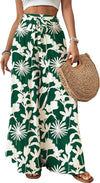 Cyenal Colorful Boho Wide Leg Pants for Women, Relaxed Fit Trousers as Vacation Beach Cover-ups, Chic Summer Loungewear Outfit