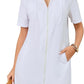 Cyenaly Women's Terry Cloth Zip Up Hoodie Beach Cover Up Short Sleeve Swimsuit Coverup with Pockets