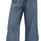 Cyenaly Women's Black Wide Leg Cropped Pants – Casual Loose Fit Drawstring Trousers with Pockets, Comfy Loungewear and Yoga pants for Summer.