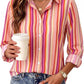 Cyenal Women's Long Sleeve Button Down Shirts Casual Loose Fit Blouses Tops as Clothing, Basic V-Neck Loungewear Shirt for Daily Wear