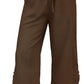 Cyenaly Women's Black Wide Leg Cropped Pants – Casual Loose Fit Drawstring Trousers with Pockets, Comfy Loungewear and Yoga pants for Summer.