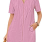 Cyenaly Women's Terry Cloth Zip Up Hoodie Beach Cover Up Short Sleeve Swimsuit Coverup with Pockets
