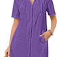 Cyenaly Women's Terry Cloth Zip Up Hoodie Beach Cover Up Short Sleeve Swimsuit Coverup with Pockets