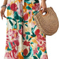 Cyenal Colorful Boho Wide Leg Pants for Women, Relaxed Fit Trousers as Vacation Beach Cover-ups, Chic Summer Loungewear Outfit
