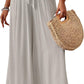Cyenal Colorful Boho Wide Leg Pants for Women, Relaxed Fit Trousers as Vacation Beach Cover-ups, Chic Summer Loungewear Outfit