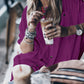 Long Sleeve Button-Up Bikini Cover Up for Women with Pockets