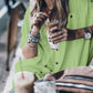 Long Sleeve Button-Up Bikini Cover Up for Women with Pockets