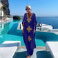 V Neck Beach Kaftan: Sexy Short Sleeve Swimsuit Cover Up