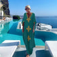 V Neck Beach Kaftan: Sexy Short Sleeve Swimsuit Cover Up