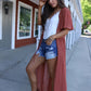 Short Sleeve Lace-Up Kimono Cardigans Women's Beach Cover Up