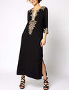 Golden Embroidery Beach Kaftan Women's Swimsuit Cover Up