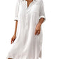 Long Sleeve Button-Down Beach Shirt Cover Up for Women