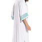 Embroidered V-Neck Beach Kaftan Short Sleeve Swimsuit Cover Up