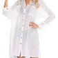 Long Sleeve Button-Down Beach Shirt Dress Cover-Up