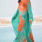Flower Print Plus Size Beach Kaftan Dress: Side Split Cover Up