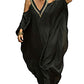 V Neck Embroidered Kaftan Cold Shoulder Beach Cover Up"