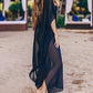 Embroidered Chiffon V-Neck Beach Kaftan Cover Up for Women