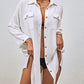 Swiss Dot Long Sleeve Beach Shirt Dress: Women's Cover Up