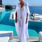 V Neck Beach Kaftan: Sexy Short Sleeve Swimsuit Cover Up