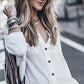 Long Sleeve Button-Up Bikini Cover Up for Women with Pockets