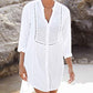 Women's V-Neck 3/4 Sleeve Beach Shirt Tunic Cover Up