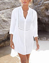 Women's V-Neck 3/4 Sleeve Beach Shirt Tunic Cover Up