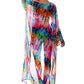 Feather Print Kimono: Women's Long Sleeve Beach Cardigan